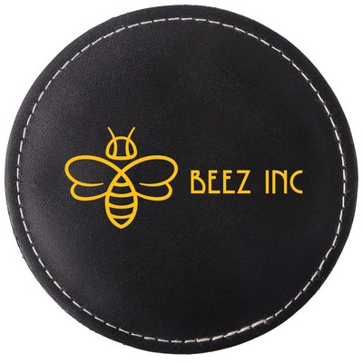 Bonded Leather Round Coaster Single