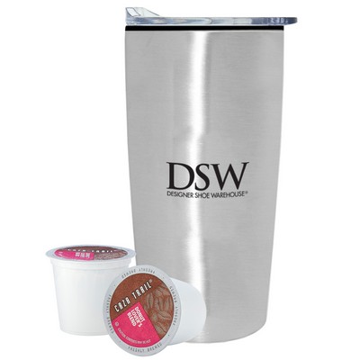 Promo Revolution - 20 Oz. Straight Tumbler w/Plastic Liner Gift Set w/2 Coffee Pods