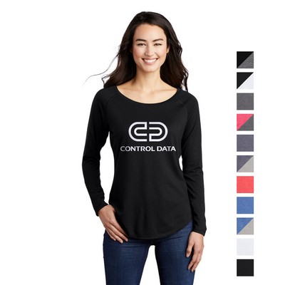 Sport-Tek ® Ladies PosiCharge ® Long Sleeve Tri-Blend Wicking Scoop Neck Raglan Tee