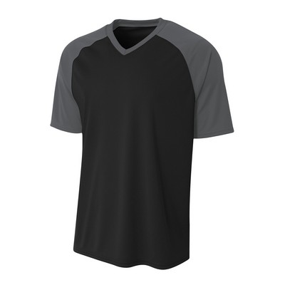 A-4 Adult Polyester V-Neck Strike Jersey with Contrast Sleeve