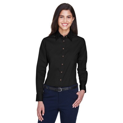 Harriton Ladies' Easy Blend™ Long-Sleeve Twill Shirt with Stain-Release