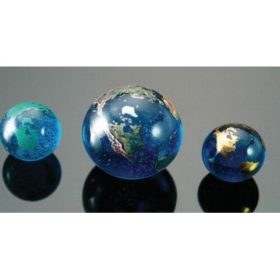 Blue Glass World Marble w/Green Continents Award (1.4")