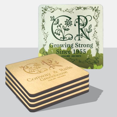 4 Pack Versatile Baltic Birch Square Coaster