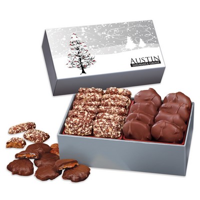 Cardinals in Tree Sleeve Gift Box w/Toffee & Pecan Clusters