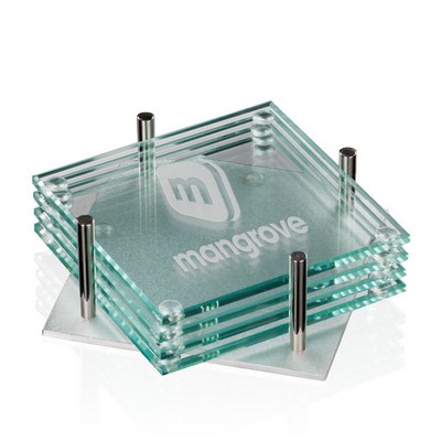 Square Coasters - Set of 4 on Aluminum Base