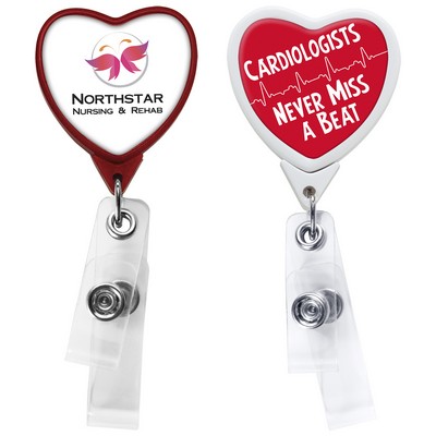 Anti-Microbial Heart 2 Strap Retractable Badge Reel