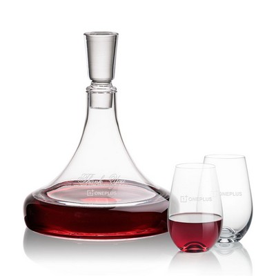 Ashby Decanter & 2 Boston Stemless Wine