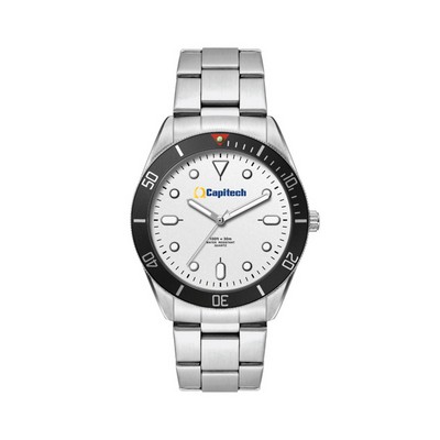 42mm, Silver Metal Case, Bk Bezel, 3-Hand Mvt