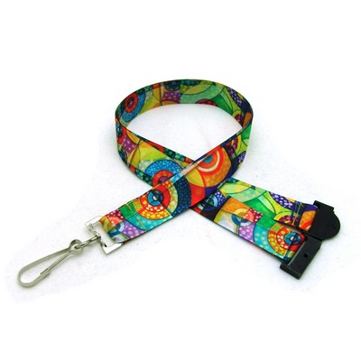 7/8" Digitally Sublimated Lanyard w/ Sew on Breakaway