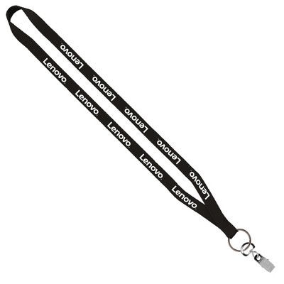 ½" Polyester Lanyard w/Sewn Metal Bulldog Clip