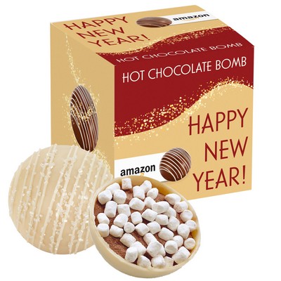 New Years Hot Chocolate Bomb Gift Box - Deluxe Flavor - White Chocolate Crystal