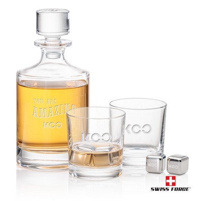 Whitlock 3pc Decanter Set & S/S Ice Cubes