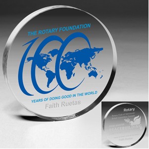 Screen Printed Acrylic Circle Paperweight (4"x 3/4")