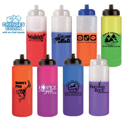 32 Oz. Mood Sports Bottle w/Push 'n Pull Cap (Spot Color)