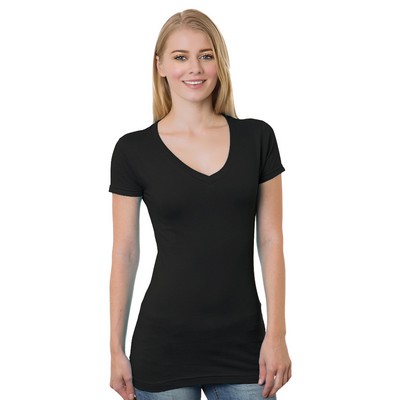 BAYSIDE Ladies' USA Made V-Neck T-Shirt