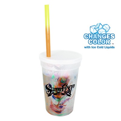 17 Oz. Rainbow Confetti Mood Cup/Straw/Lid Set