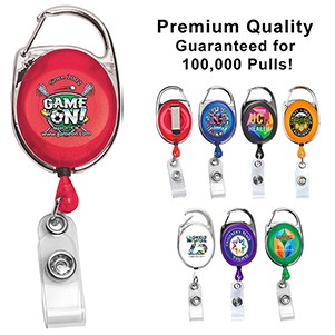 "Oberlin Pl" Full-Color Retractable Carabiner Style Badge Reel & Badge Holder