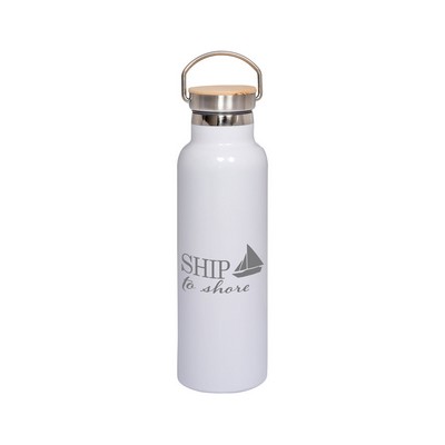 Prime Line 20oz Vacuum Insulated Water Bottle With Bamboo Lid