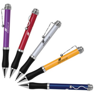 Twist Action Aluminum Ballpoint Pen w/ Metallic Finish & Chrome Accents