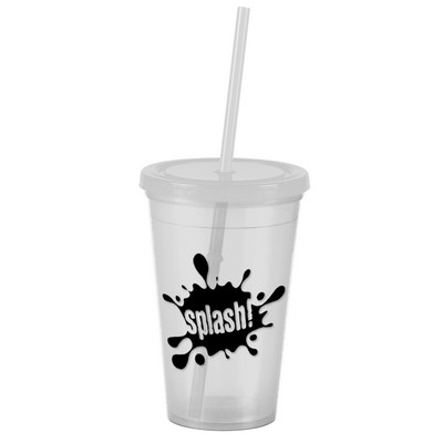 16 Oz. Pioneer Insulated Tumbler w/Straw