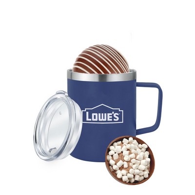 Promo Revolution - 12 Oz. Dual Wall Vacuum Sealed Slim Camping Mug Gift Set w/Hot Chocolate Bomb