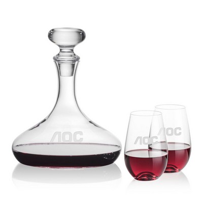 Stratford Decanter & 2 Boston Stemless Wine