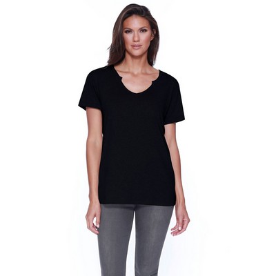 STAR TEE Ladies' Cotton/Modal Open V-Neck T-Shirt