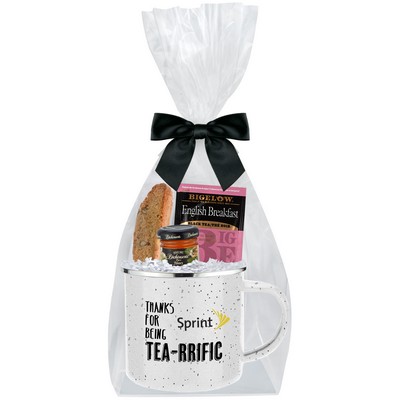 Promo Revolution - 16 Oz. Specked Camping Mug Gift Set w/Valentine's Day English Breakfast Gift Set