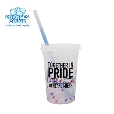 22 Oz. Rainbow Confetti Mood Cup/Straw/Lid Set