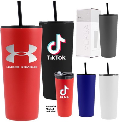 22 Oz. Powder Coated Tumbler With Hot/Cold Lid