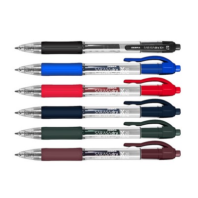 Zebra Sarasa Dry X-20 Retractable Gel Pen with Rubber Grip