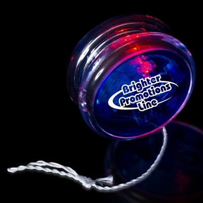 2" Pad Printed Light-Up Blue & Clear Yo-Yo w/Red LED