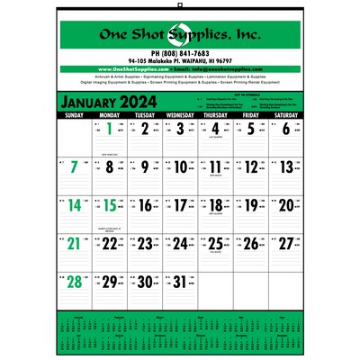 Contractor Commercial Wall Calendar w/1 Color Imprint