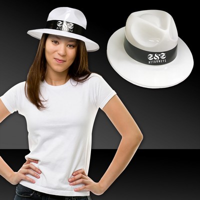 White Plastic Gangster Hats w/Black Band