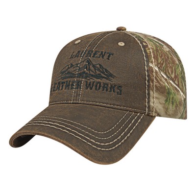 Faux Leathered Poly/Cotton Camo Cap