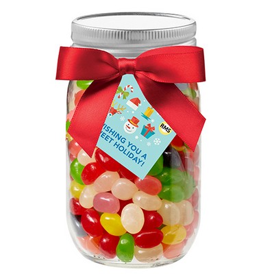 Glass Mason Jar - Jelly Beans (Assorted) (16 Oz.)