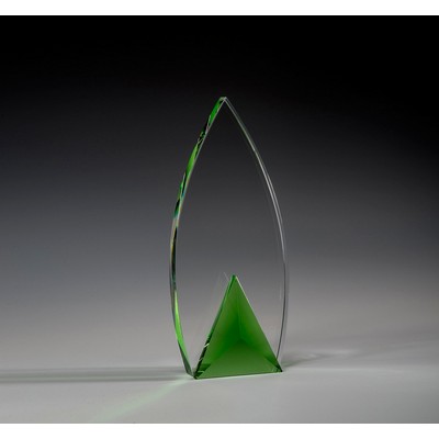 9 1/2" Frolic Crystal Award w/Green Triangle Accent