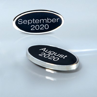 Black and Silver Cloisonné Oval Date Bar-Adhesive (Includes FREE Text Set-up)