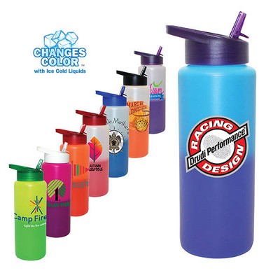 Mood 32 oz. Sports Bottle With Straw Cap Lid, Full Color Digital