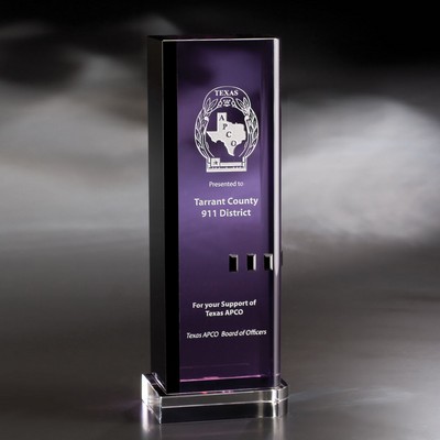 11" Ciudad Purple Crystal Tower Award