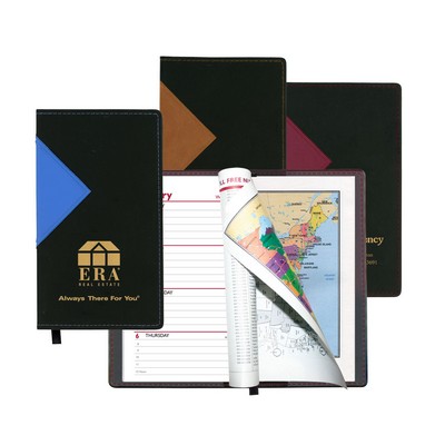 Keystone Series Soft Cover 2 Tone Vinyl Weekly Planner w/ Map / 1 Color