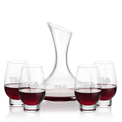 Madagascar Carafe & 4 Glenarden Stemless Wine