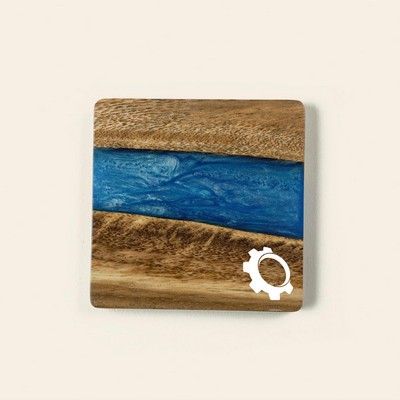 Acacia Coaster Set - 4" w/ Resin & Imprint