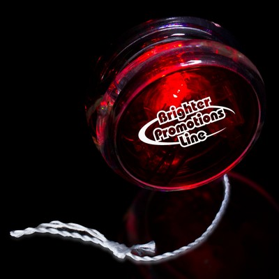 2" Pad Printed Light-Up Red & Clear Yo-Yo w/Red LED