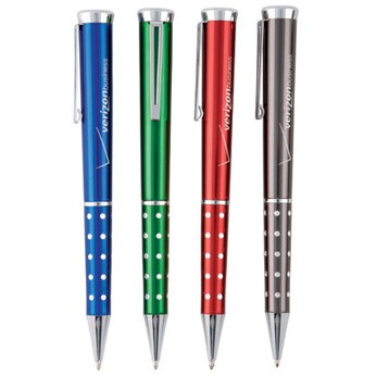 Bling Metal Twist Action Ballpoint Pen w/ Chrome Accent