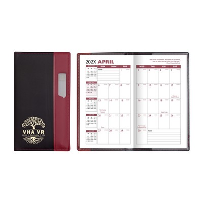 Lafayette Series Soft Cover 2 Tone Vinyl Academic Planner w/ Clear Pen / 2 Color