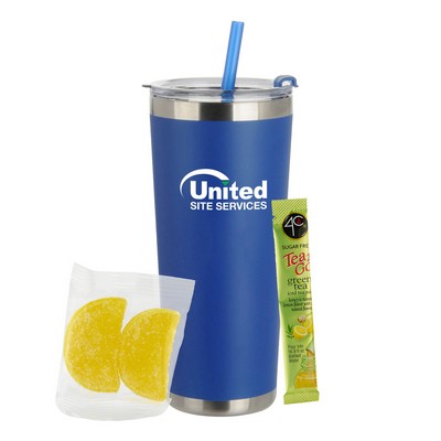 Promo Revolution - 20 Oz. Dual Walled Vacuum Sealed Tumbler w/Straw Gift Set