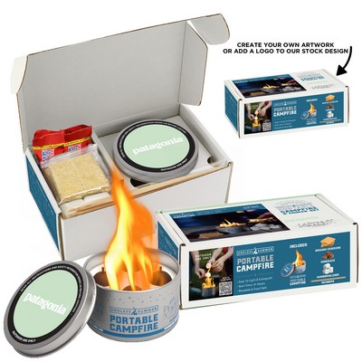 S'mores Pack w/ Portable Campfire featuring Tony's Chocolonely w/ Custom lid label & Custom Box