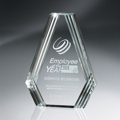 Clear Diamond Carved Lucite Desk Award