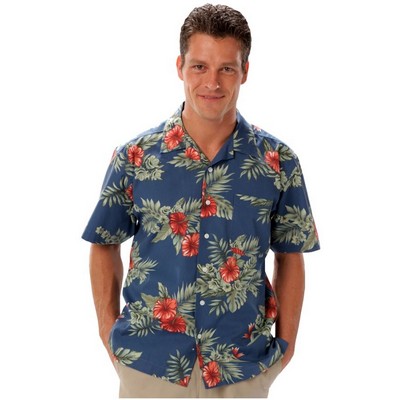 Unisex Printed Poplin Camp Shirt w/Floral Print